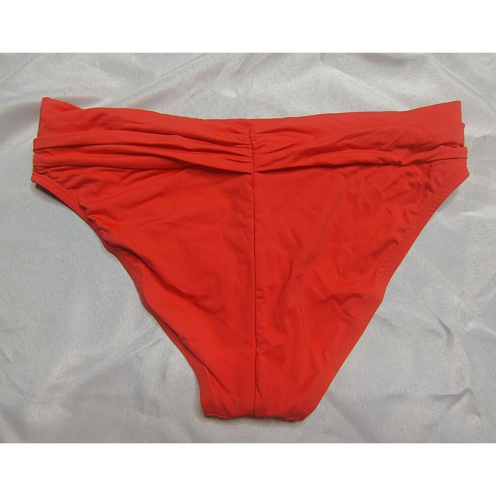 NWT La Blanca Island Goddess Shirred Band Hipster Bikini Bottom Guava Size 8 - Picture 2 of 8